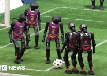 Watch: Humanoid robots stumble through football match in China
