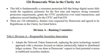 Final CLARITY Act Packs 126 Changes Requested by Senate Democrats