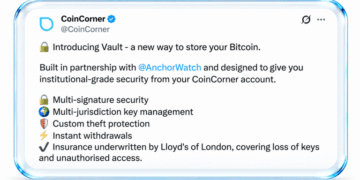 Coincorner, Anchorwatch Roll out Bitcoin Custody With Lloyd’s Insurance