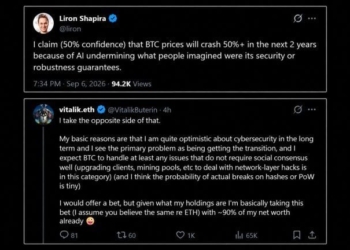 Ethereum’s Vitalik Bets 90% of His Net Worth Against an AI Bitcoin Crash