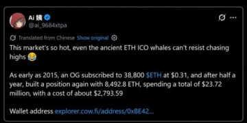 ICO Era Whale Buys ETH at $2,794 as Ethereum Price Now Sits At $2,720