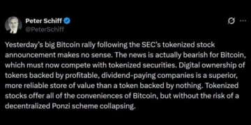 Schiff Warns Tokenized Stocks Will Siphon Liquidity From Bitcoin