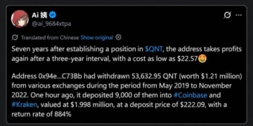 Quant Price Hit $373 This Week Then a 2019 Whale Cashed out $2 Million