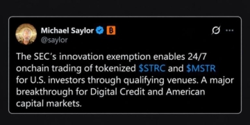 Saylor Says SEC Exemption Puts Tokenized MSTR and STRC Onchain 24/7